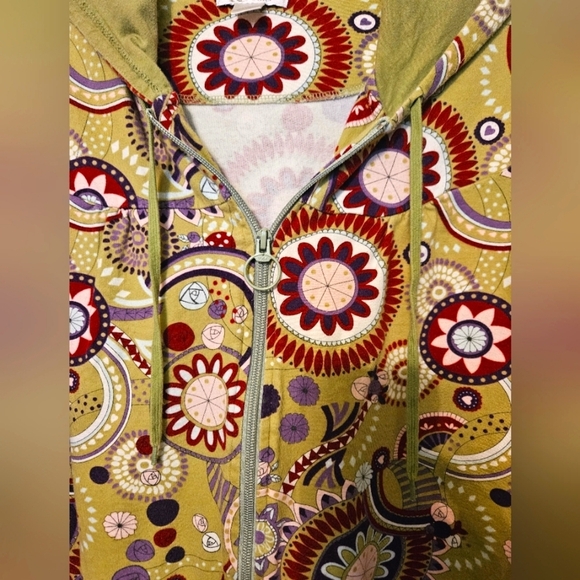 #209 Christopher & Banks- Kelly Green Multicolored Hoodie- Size: XL - Picture 4 of 5